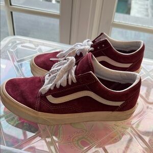 Vans Maroon Suede Shoes with White Details HEIQ Eco Dry Water Repellent 8.5